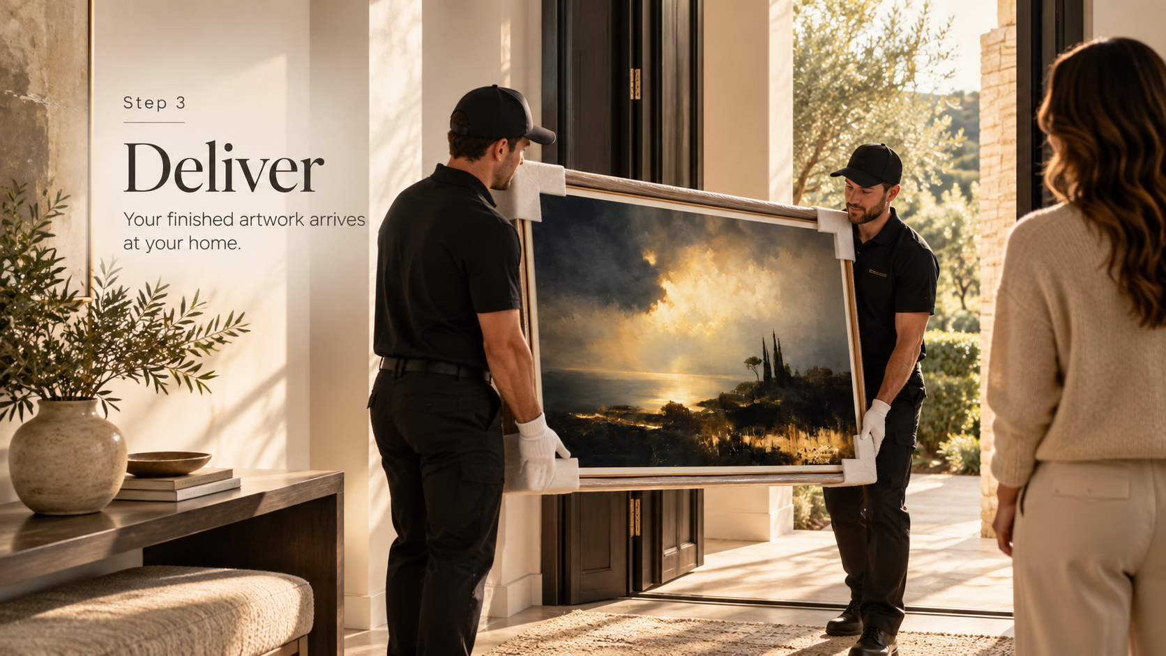 Deliver: Your finished artwork arrives at your home.